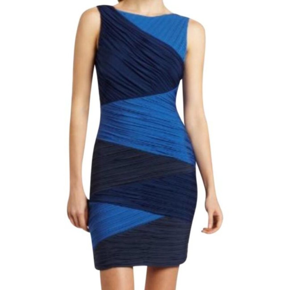 BCBGMaxAzria Blue Multi "Debra" Colorblock Dress size XS
